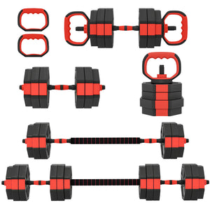 Ensemble d’haltères ajustables 6 en 1 de 55 lb avec barre, kettlebell et supports à pompes