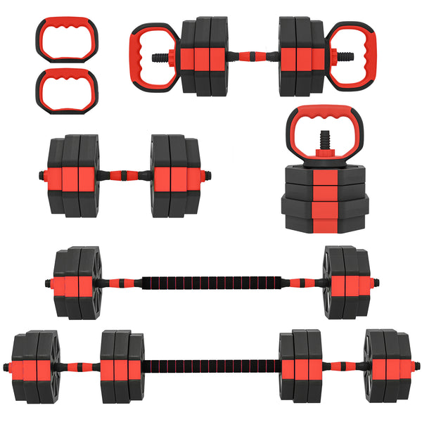 Ensemble d’haltères ajustables 6 en 1 de 55 lb avec barre, kettlebell et supports à pompes