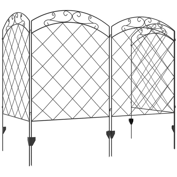Lot de 4 panneaux de clôture décoratifs pour jardin, noir