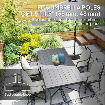 Pied de parasol avec roulettes et poignée, robuste, noir