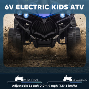 Quad électrique 6V avec musique et phares LED, pour enfanuts de 37 à 72 mois, bleu.