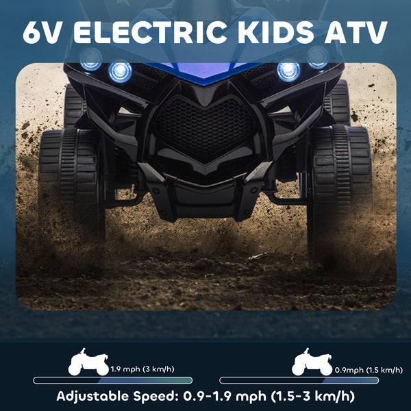 Quad électrique 6V avec musique et phares LED, pour enfanuts de 37 à 72 mois, bleu.