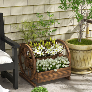 Jardinière en bois en forme de chariot