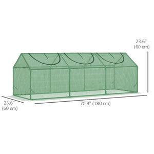 Portable mini tunnel greenhouse with 3 windows