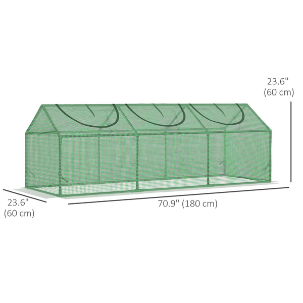Portable mini tunnel greenhouse with 3 windows