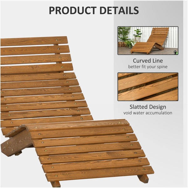 Chaise longue d'extérieur en bois, design incurvé, teck
