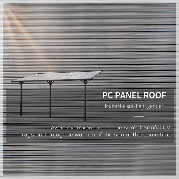 Pergola 14' x 10' avec toit rigide en polycarbonate, hauteur réglable, cadre en aluminium, protection UV, gris