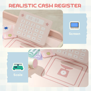 Children's Grocery Store Playset, Pretend Shop with Cash Register and ATM, Pink