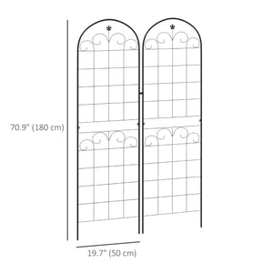 Lot de 2 treillis de jardin pour plantes grimpantes, métalliques d'extérieur pour terrasse