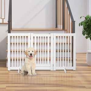 Barrière pour animaux de compagnie en bois autoportante avec 3 panneaux pliables