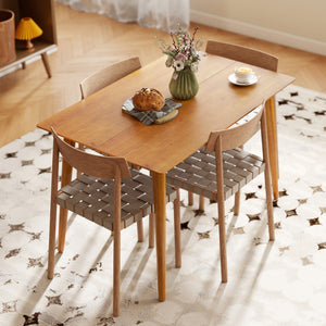 47" x 30" Dining Table, Farmhouse Dining Room Table with Pine Wood Frame, Space Saving Kitchen Table, Brown