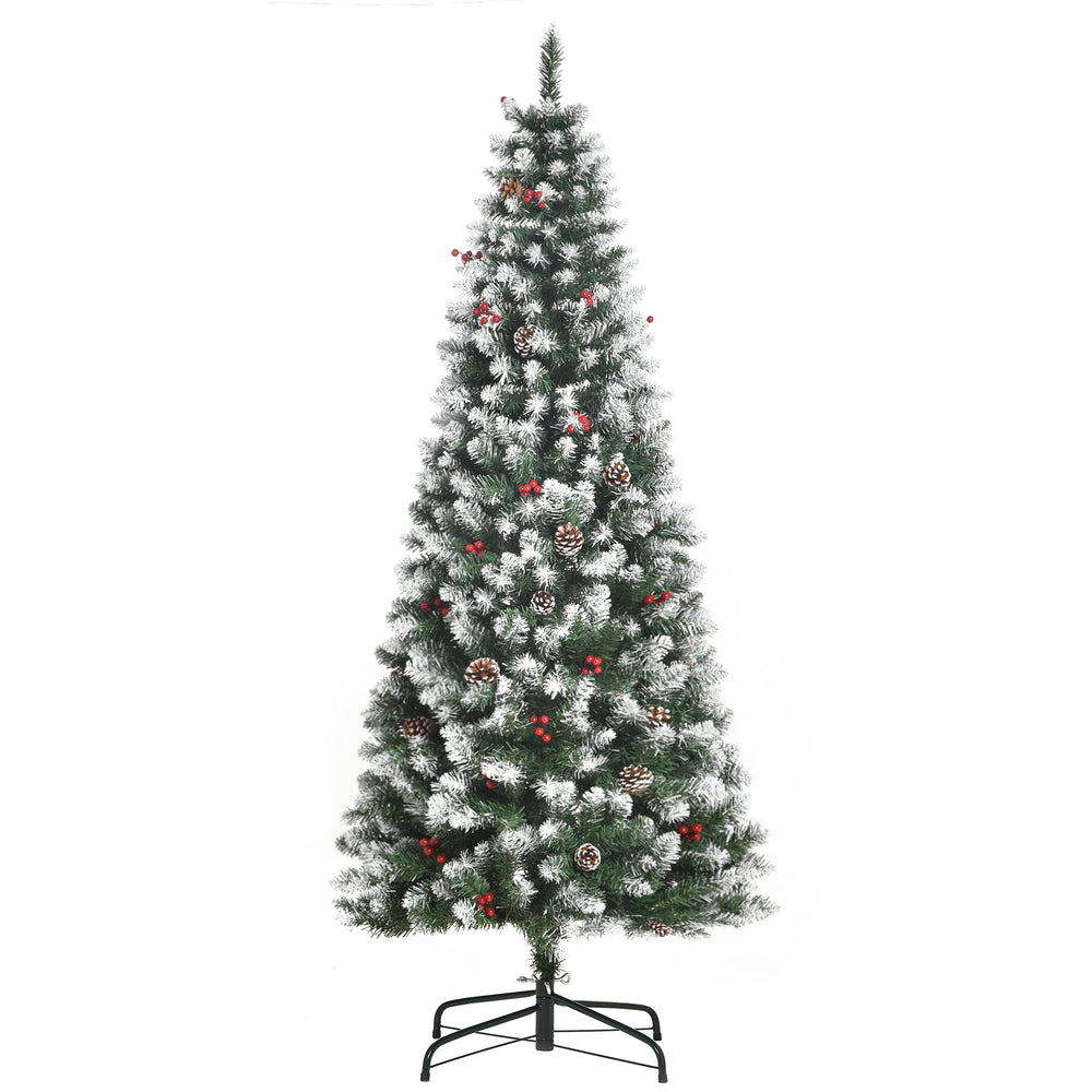 Sapin de Noël décoré de 6 pieds avec baies rouges et pommes de pin