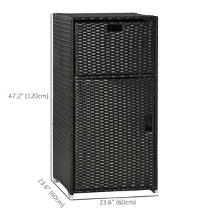 Porte-serviettes d'extérieur en rotin, marron foncé