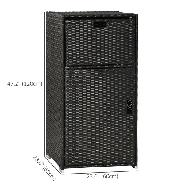 Porte-serviettes d'extérieur en rotin, marron foncé