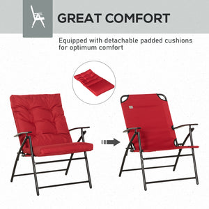 Ensemble de 2 chaises pliantes d'extérieur avec dossier réglable, rouge