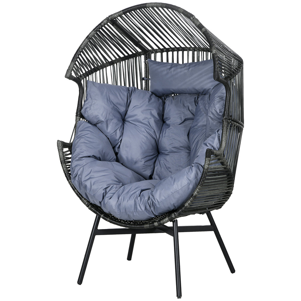 Fauteuil suspendu en rotin tressé, style œuf, gris