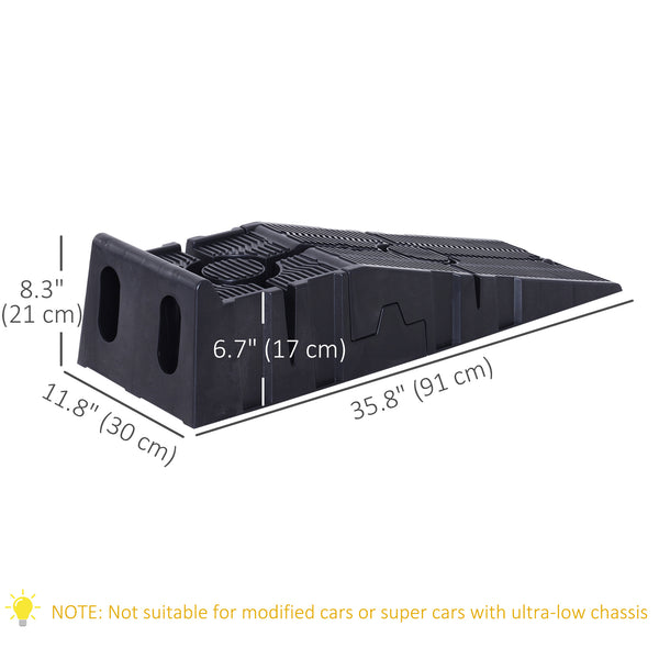 Ensemble de 2 rampes d’auto robustes emboîtables, capacité de 5 500 lb – Noir