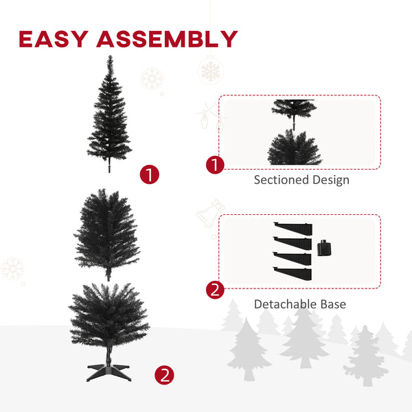 Sapin de Noël artificiel mince noir de 6 pieds
