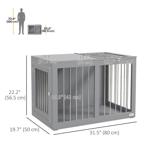 Meuble cage de 31,5 pouces avec double porte, gris