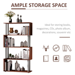 Modern slim wooden bookcase, brown