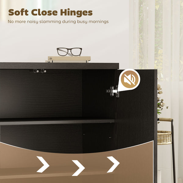 Sideboard Buffet Cabinet Set of 2, Kitchen Cabinet with Soft-Close Door and Adjustable Shelves, Distressed Black Grey