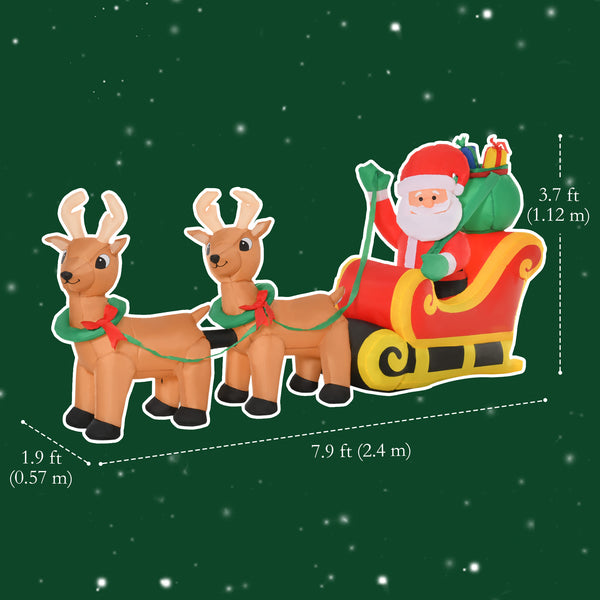 Gonflables de Noël Père Noël avec traîneau et renne de 8 pieds
