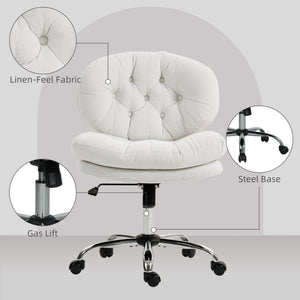 Office chair without armrests with a wide, padded seat, cream white