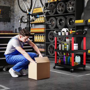 3-tier rolling tool trolley with wheels, 90 kg capacity
