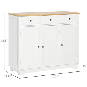 Modern buffet with cupboards, drawers and adjustable shelves, white