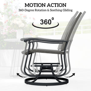 Rattan Patio Glider, Wicker Outdoor Glider Swivel Chair with Steel Frame, High Back for Backyard Porch, Grey