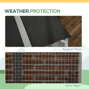 Enclos en bois pour chats avec toit en asphalte et portes verrouillables, gris