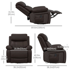 Fauteuil inclinable en similicuir avec massage par vibrations, marron