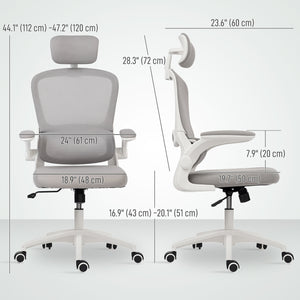 Ergonomic mesh office chair with lumbar support, grey