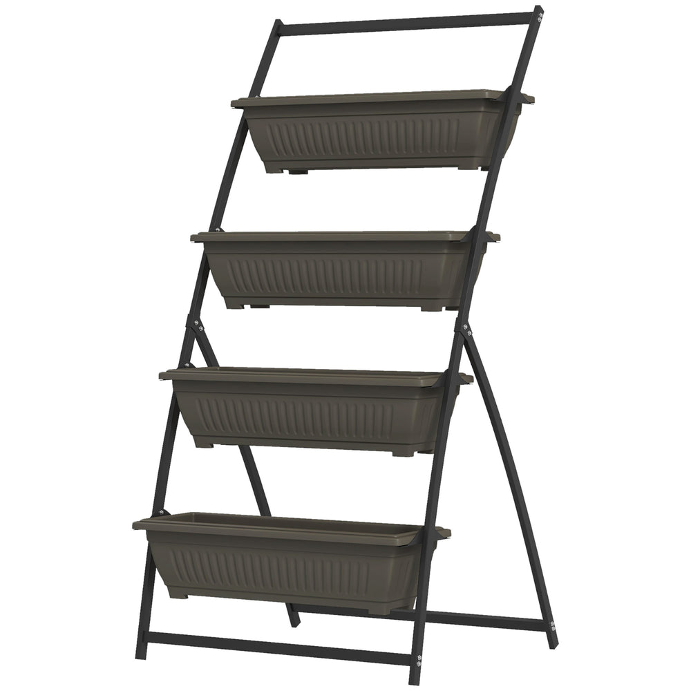 Jardinière surélevée verticale à 4 niveaux avec 4 bacs pour plantes d'extérieur, marron