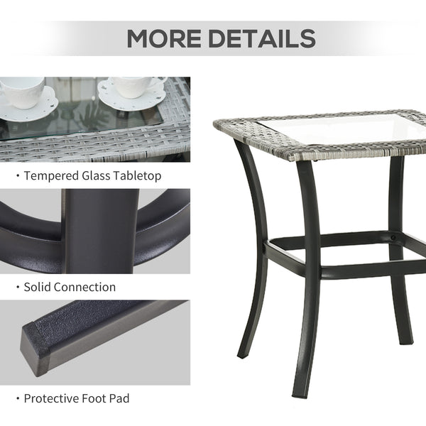 Ensemble de jardin 3 pièces en résine tressée, gris