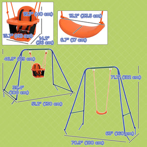 Balançoire pour enfants avec harnais de sécurité, orange