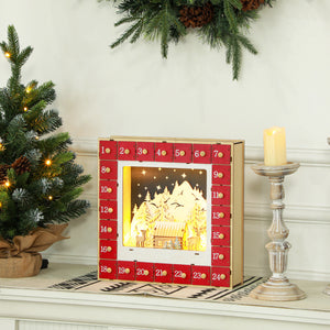 Calendrier de l'Avent de Noël en bois de 24 jours décoration avec lumières