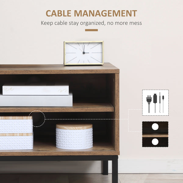 Meuble TV rétro pour téléviseurs jusqu'à 50 pouces avec porte coulissante, café