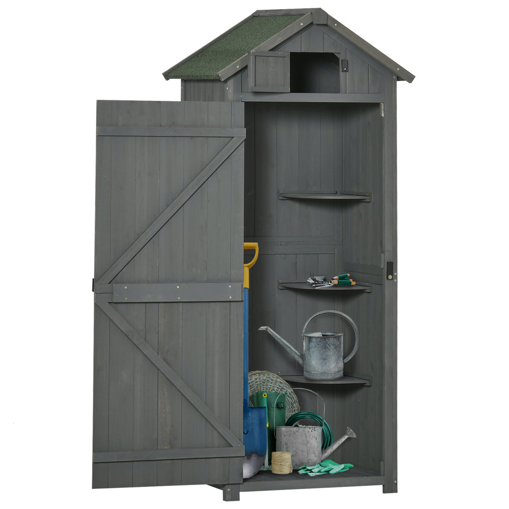 Abri de jardin avec 3 étagères, gris