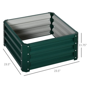Raised vegetable garden with galvanized steel frame, green