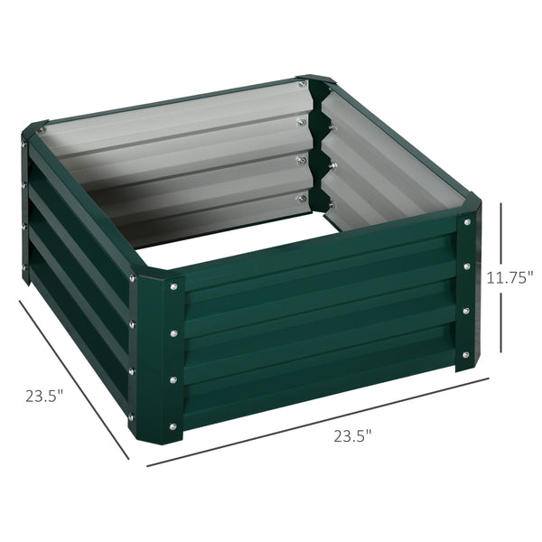 Raised vegetable garden with galvanized steel frame, green