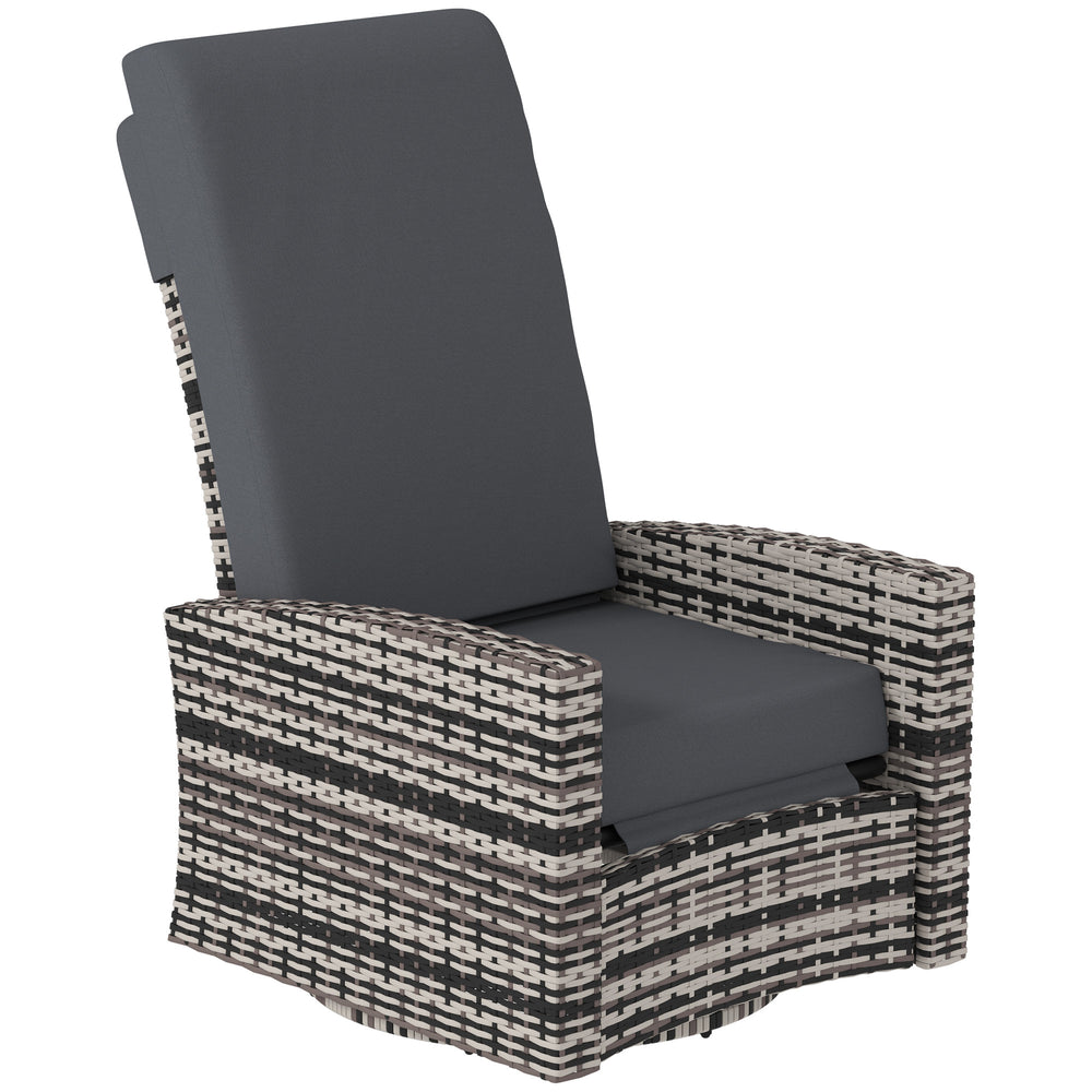 Fauteuil de jardin en rotin tressé avec repose-pieds, gris