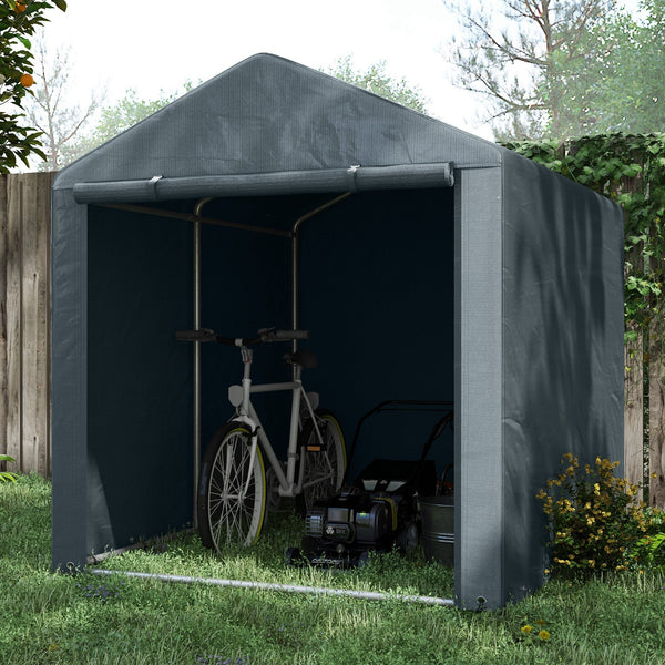 Portable bicycle shelter with galvanized steel frame and large door
