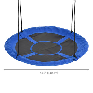 Balançoire soucoupe avec cordes de suspension réglables, bleu