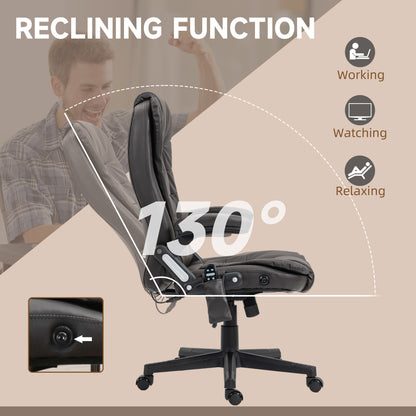 Office chair, heated, ergonomic, massaging, swiveling, vibrating in imitation leather