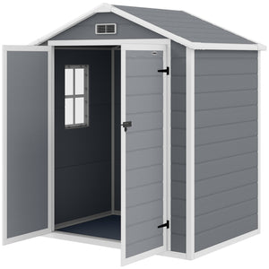 Abri de jardin en plastique avec double porte et aération, gris