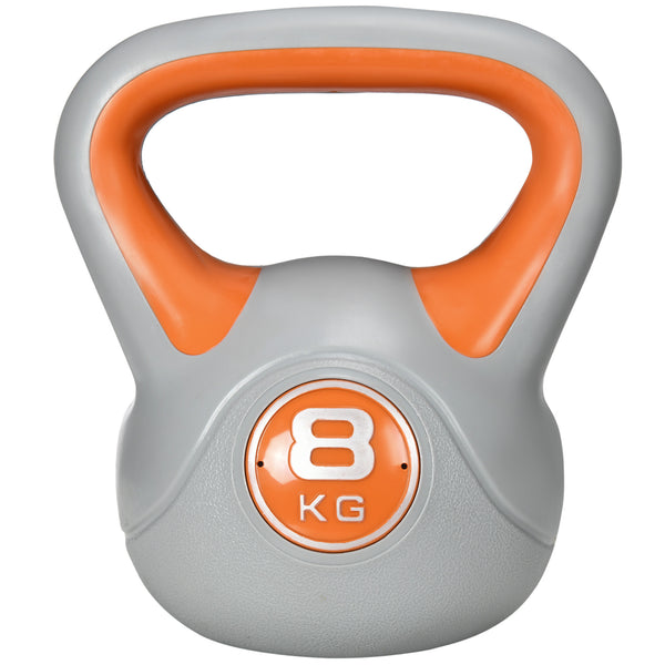 Kettlebell de 18 lb avec poignée large et base stable – Orange et gris