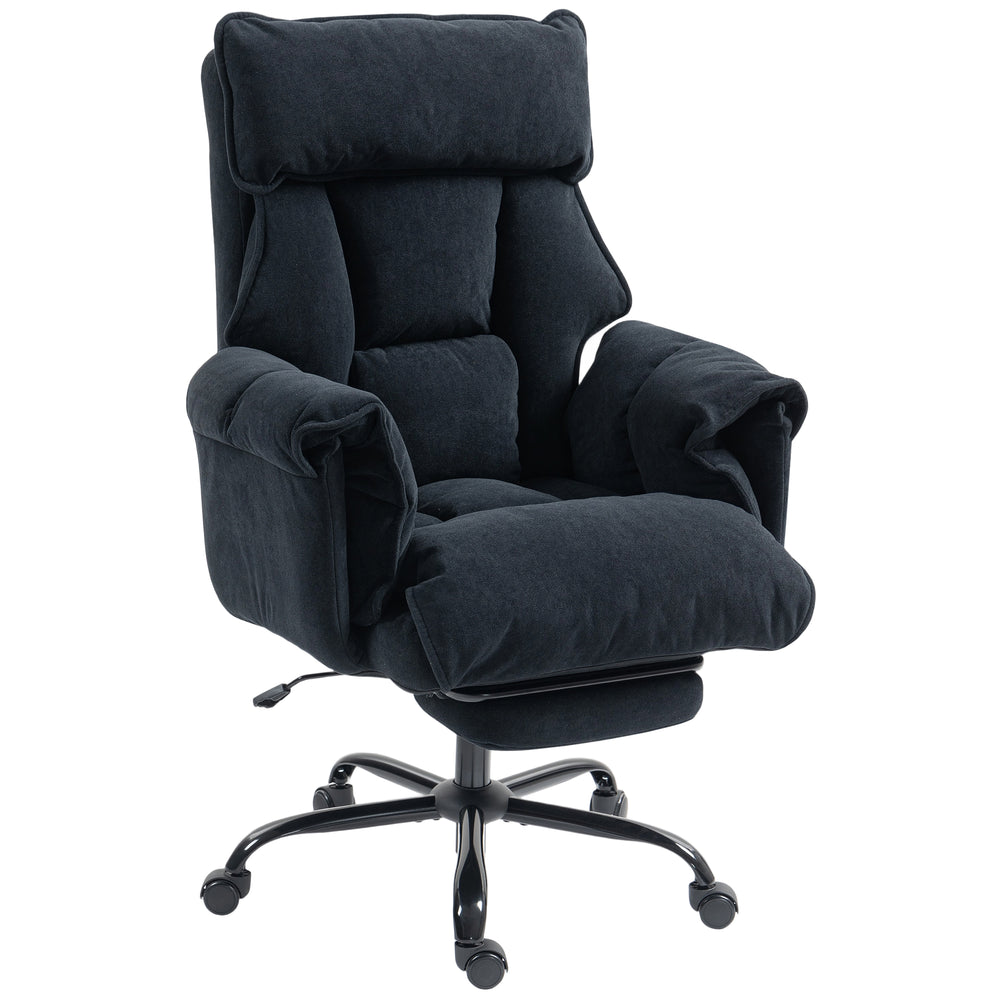 Chaise de bureau ergonomique avec repose-pieds, dossier réglable, soutien lombaire et appui-tête, noir