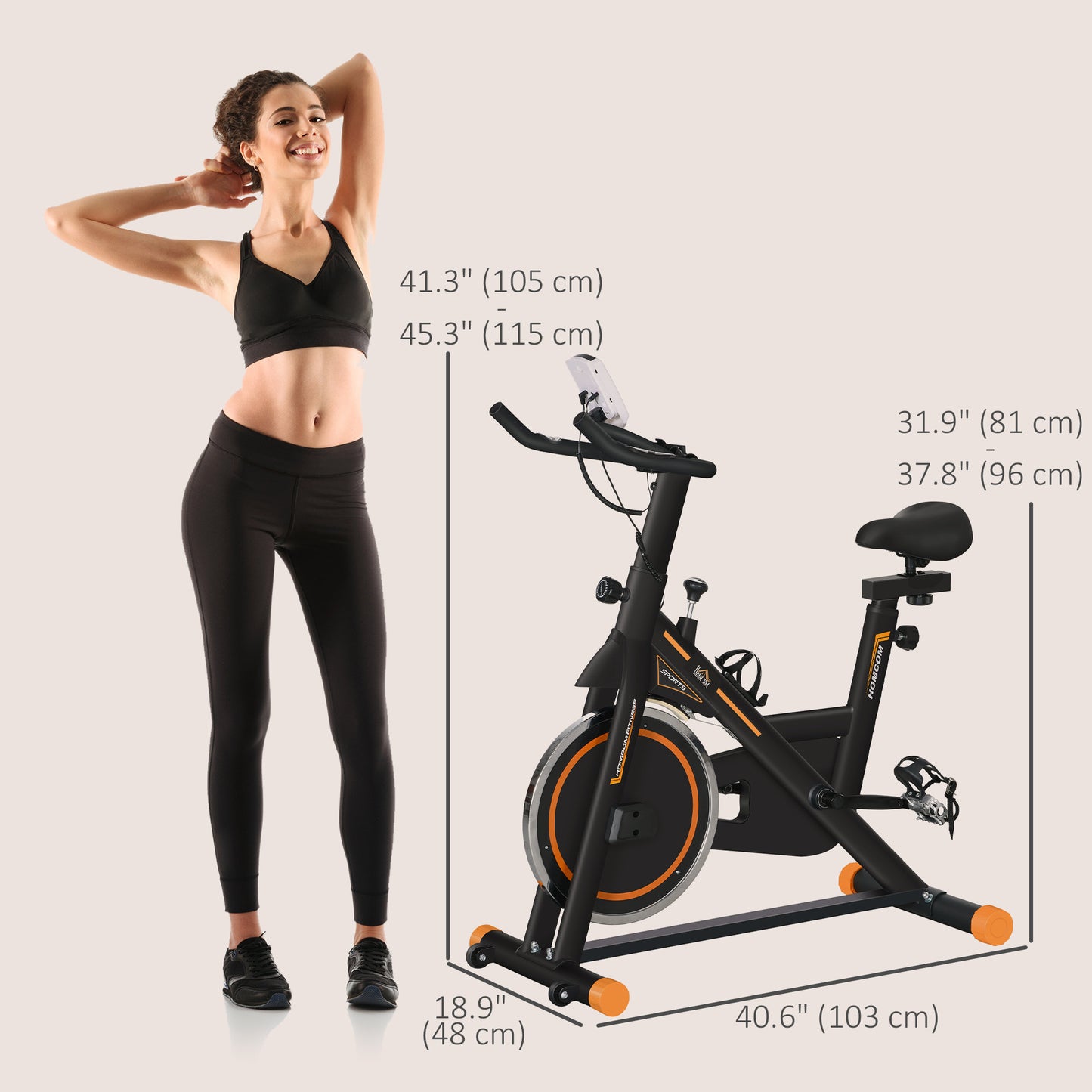 Soozier Upright Exercise Bike, Cardio Workout Bike with Adjustable Resistance LCD Display, Orange