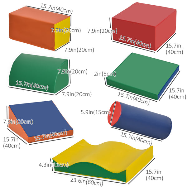 Lot de 7 blocs d'escalade en mousse souple modulaires, multicolore